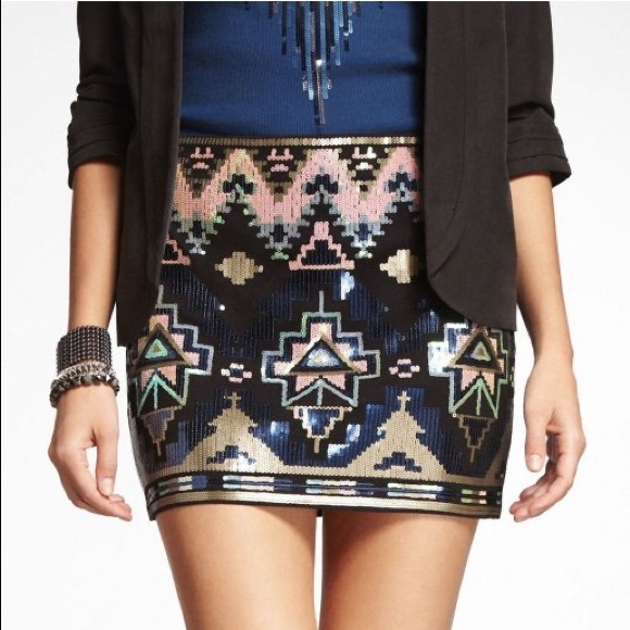 Express Dresses & Skirts - Express | Aztec Design Sequin Mini Skirt